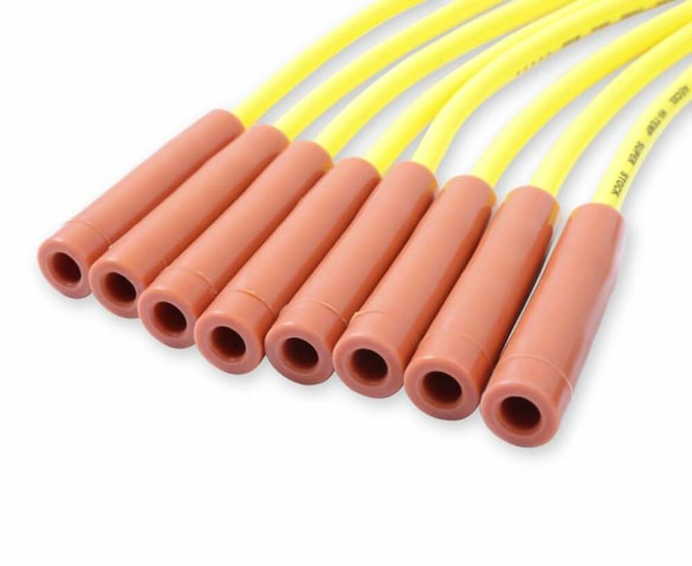 Spark Plug Wire Set - 8mm - Yellow with Orange Straight Boots - 4038