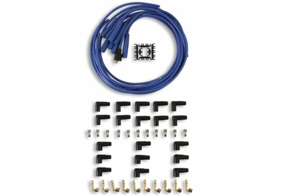 Spark Plug Wire Set- 8mm - Blue Wire with Blue Straight Boots - 4040B