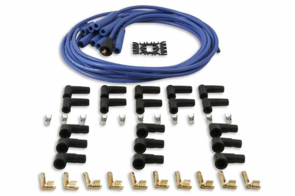 Spark Plug Wire Set- 8mm - Blue Wire with Blue Straight Boots - 4040B