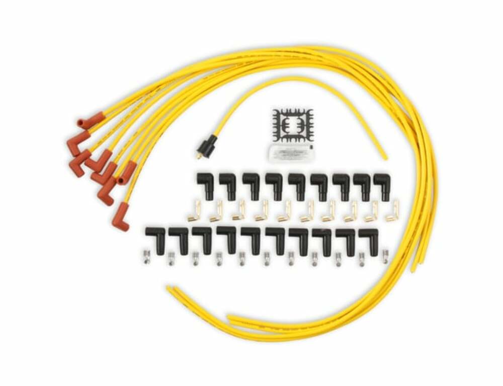 Spark Plug Wire Set - 8mm - Yellow with Orange 90 Deg Boots - 4041