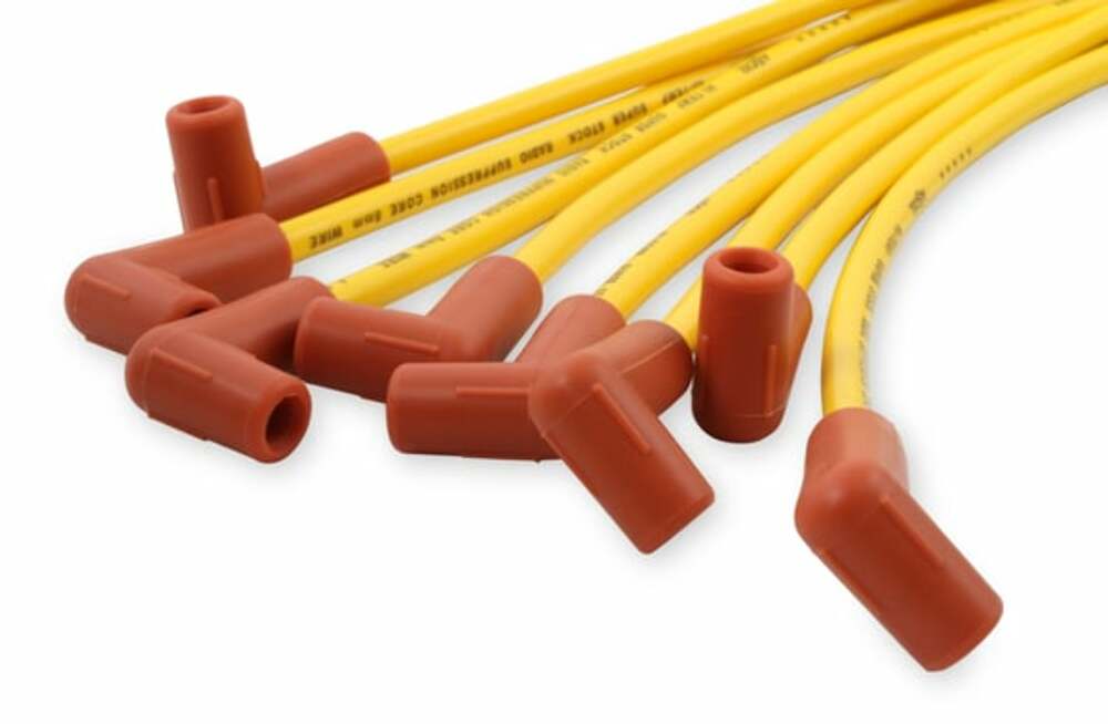 Spark Plug Wire Set - 8mm - Yellow with Orange 90 Deg Boots - 4041