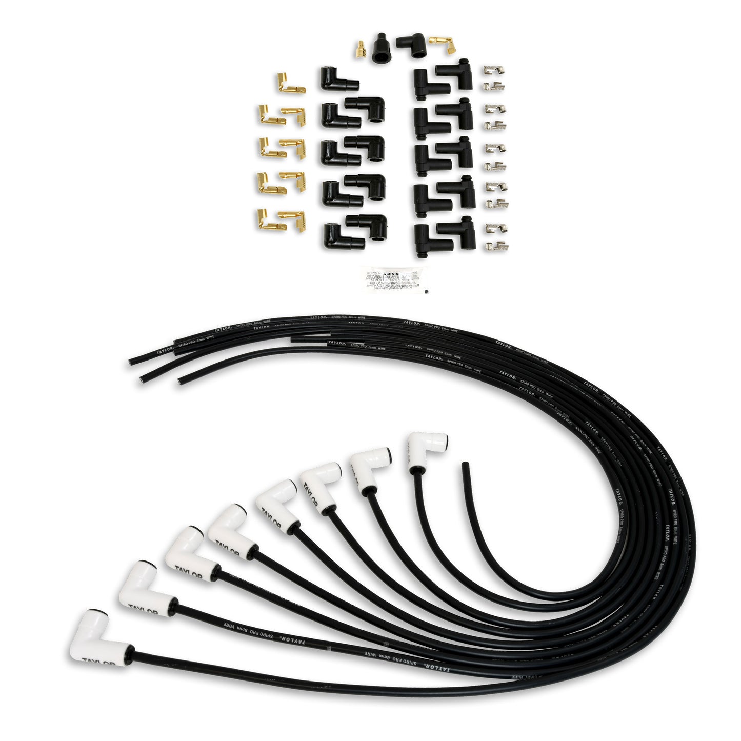 Spark Plug Wire Set Universal 8mm Silicone Spiro Pro 90? 350 ohm/ft Black 75051