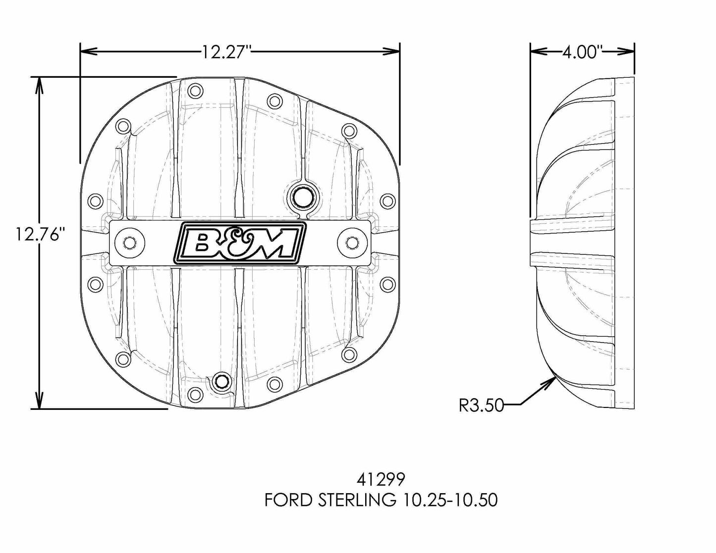 B&M Hi-Tek Aluminum Differential Cover for Sterling 10.25/10.5-inch -Black-41299