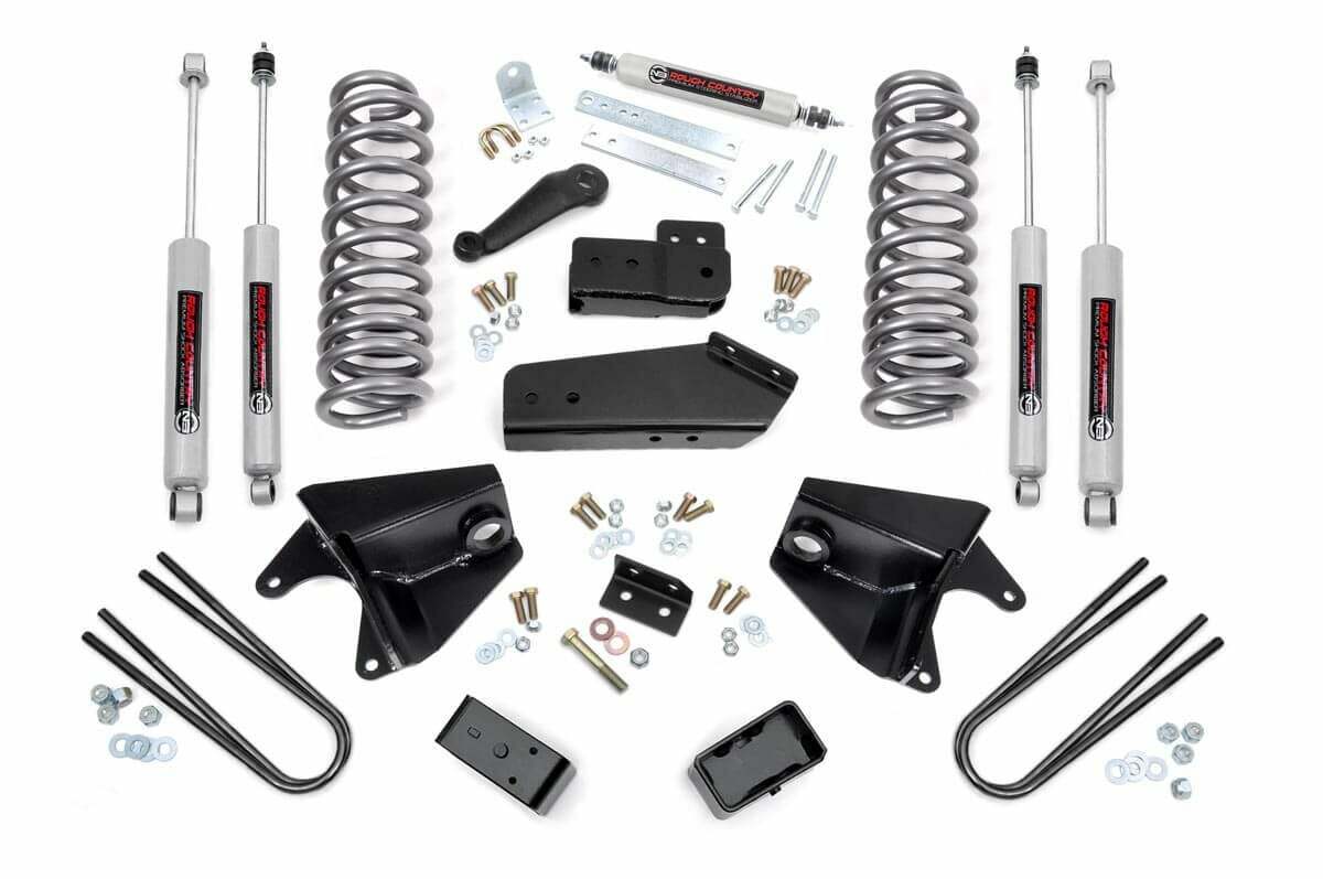 Fits Ford F-150 4WD (80-96) 4" Lift Kit; Quad Front Shocks; Rear Blocks; 46533