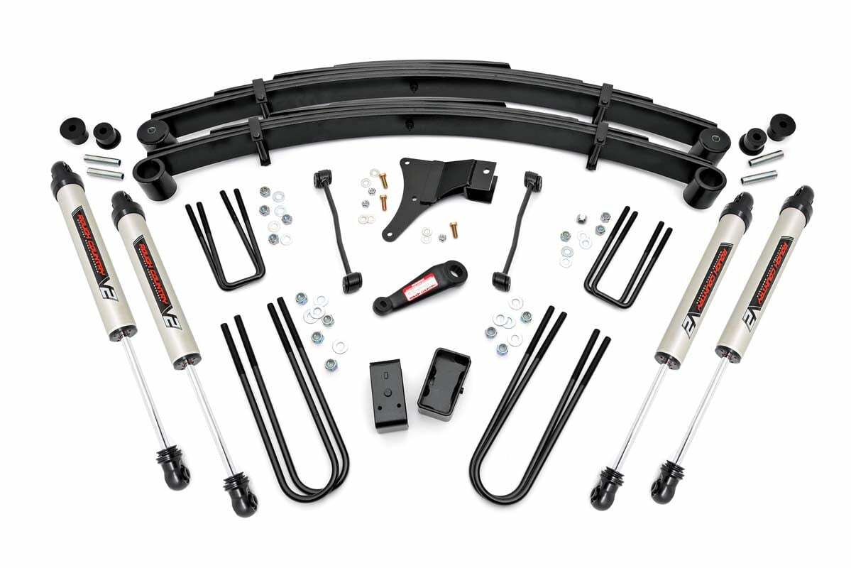 Fits Ford F-250/F-350 SD 4WD (1999) 4" Lift Kit; Rear Blocks; V2; 49470