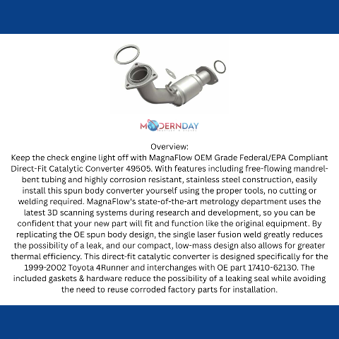 99-02 4Runner 3.4L frt OEM Direct-Fit Catalytic Converter 49505 Magnaflow