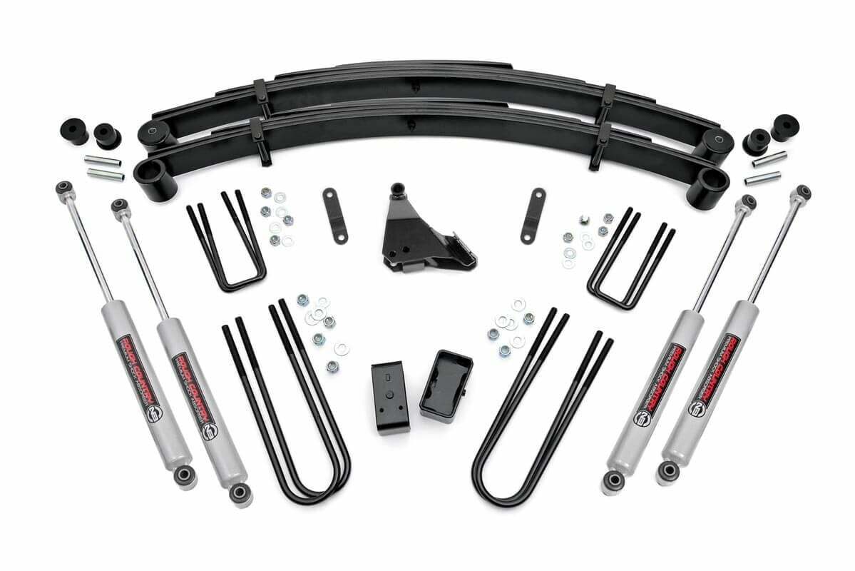 Fits Ford F-250/F-350 SD 4WD (1999-2004) 4" Lift Kit; Rear Blocks; 49530