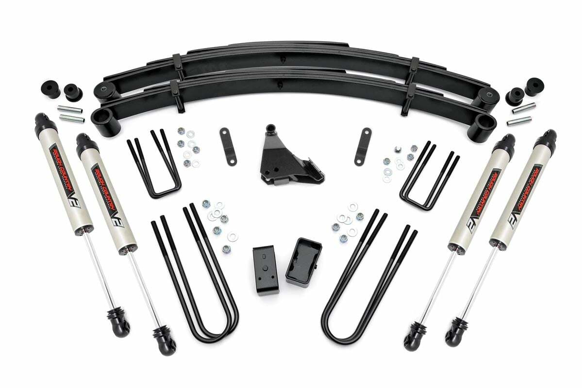 Fits Ford F-250/F-350 SD 4WD (99-04) 4" Lift Kit; Rear Blocks; V2; 49570
