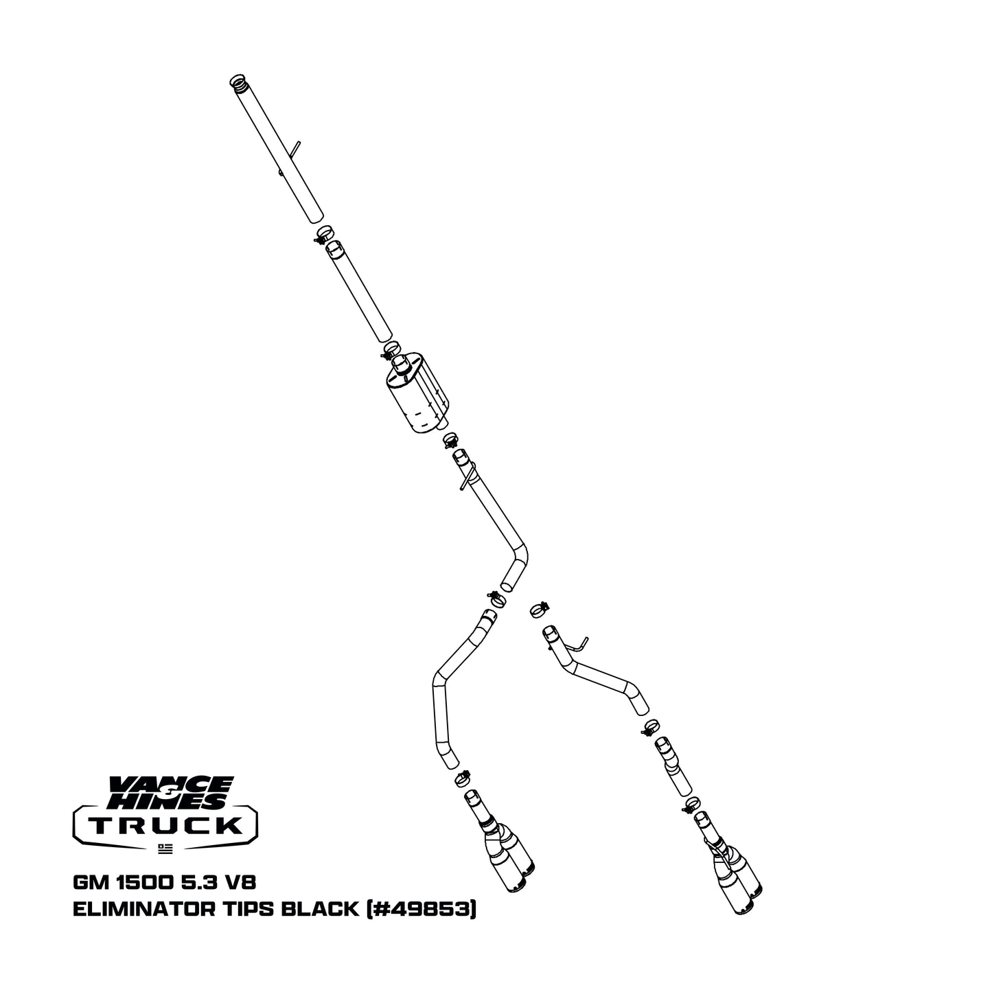Fits 2019-2024 Chevrolet Silverado 1500 Cat Back Exhaust System 49853-VAH