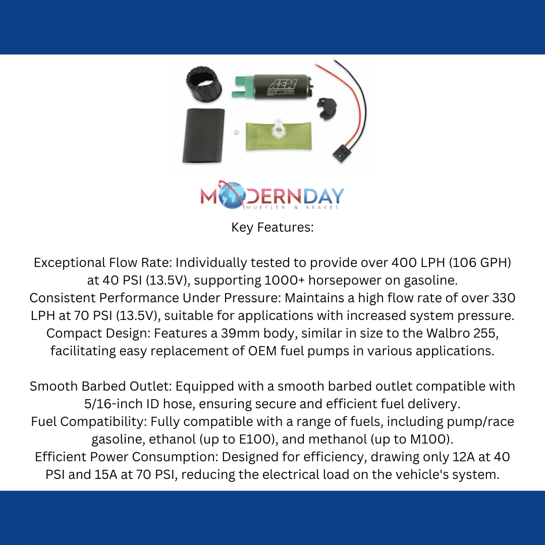 Aem 400 Lph Fuel Pump Kit - Single Barb-50-1235