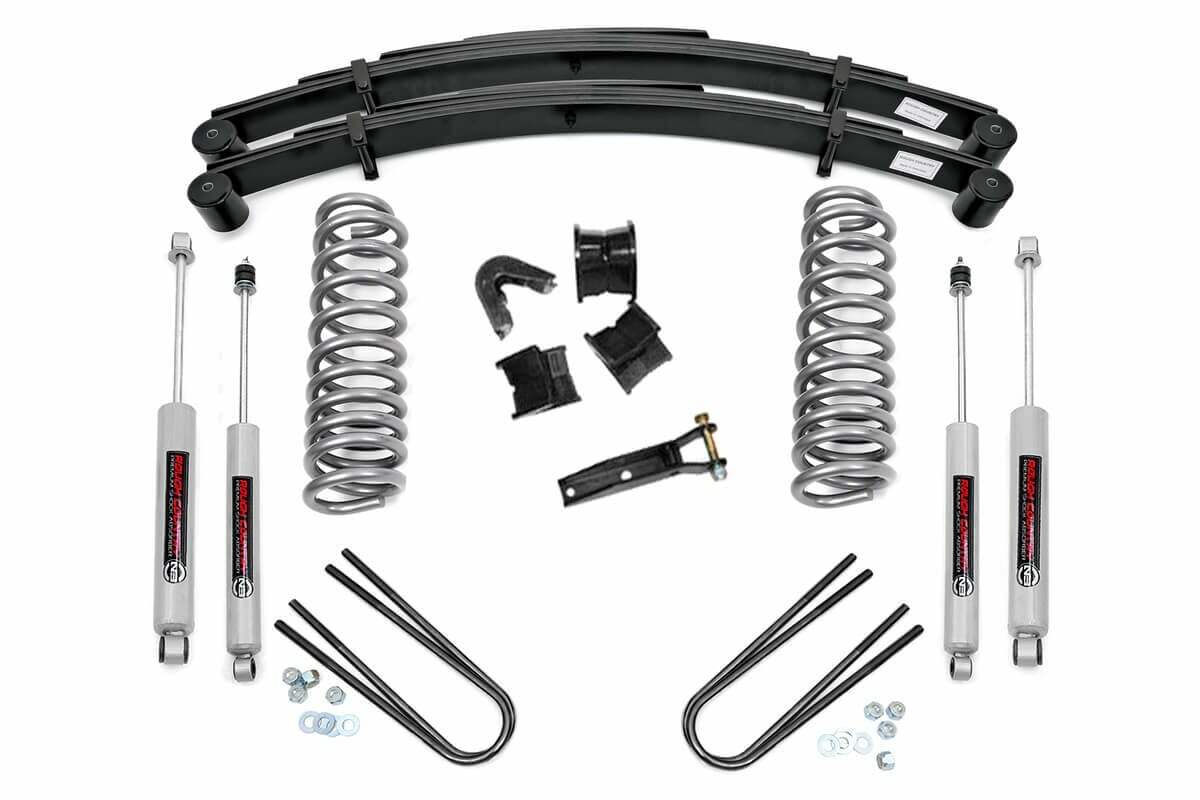 Fits Ford F-100/F-150 4WD (1977-1979) 4 Inch Lift Kit; Rear Springs 500-77-79.20