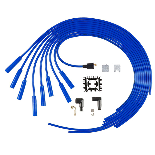 Spark Plug Wire Set - 8mm - Universal -Blue Wire with Blue Straight Boots -5040B