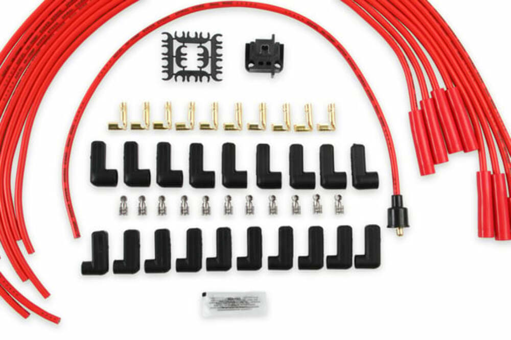 Spark Plug Wire Set - 8mm - Universal - Red Wire with Red Straight Boots - 5040R