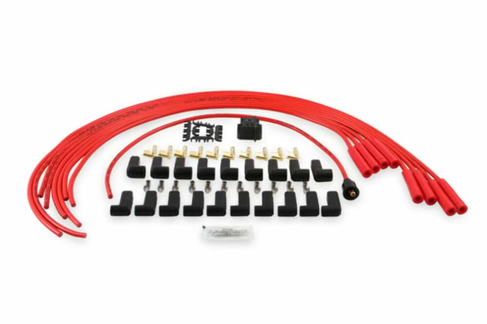 Spark Plug Wire Set - 8mm - Universal - Red Wire with Red Straight Boots - 5040R