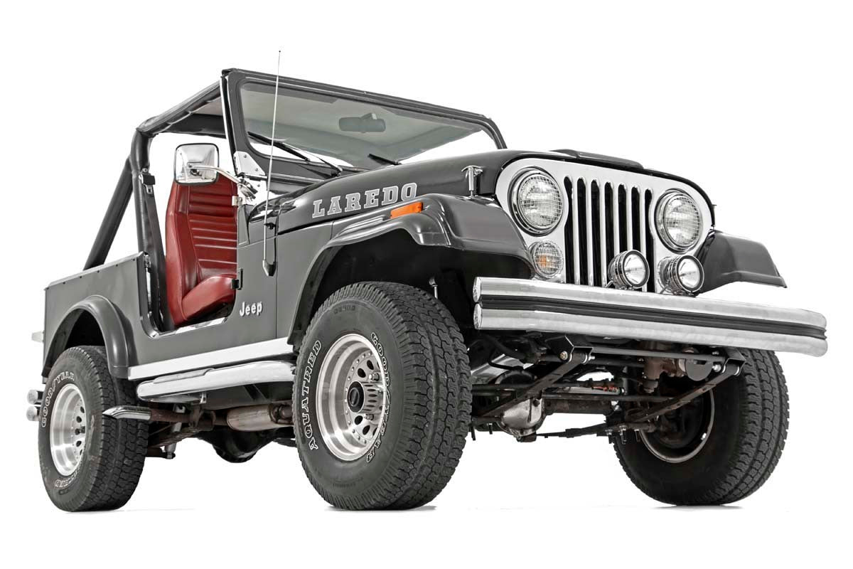 Fits Jeep CJ 7 4WD (1976-1986) Front Shackle Reversal Kit; 5059