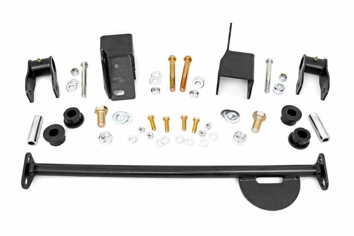 Fits Jeep CJ 7 4WD (1976-1986) Front Shackle Reversal Kit; 5059