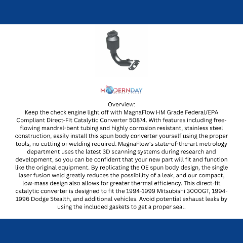 94-99 Mitsubishi 300GT 49S Direct-Fit Catalytic Converter 50874 Magnaflow