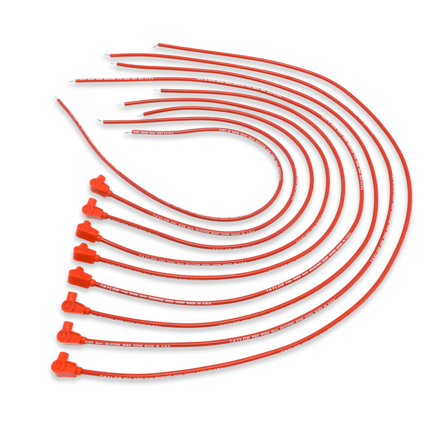 Spark Plug Wire Set Universal 8mm Silicone 90? 0 ohm/ft Prowire Solid Red 70250