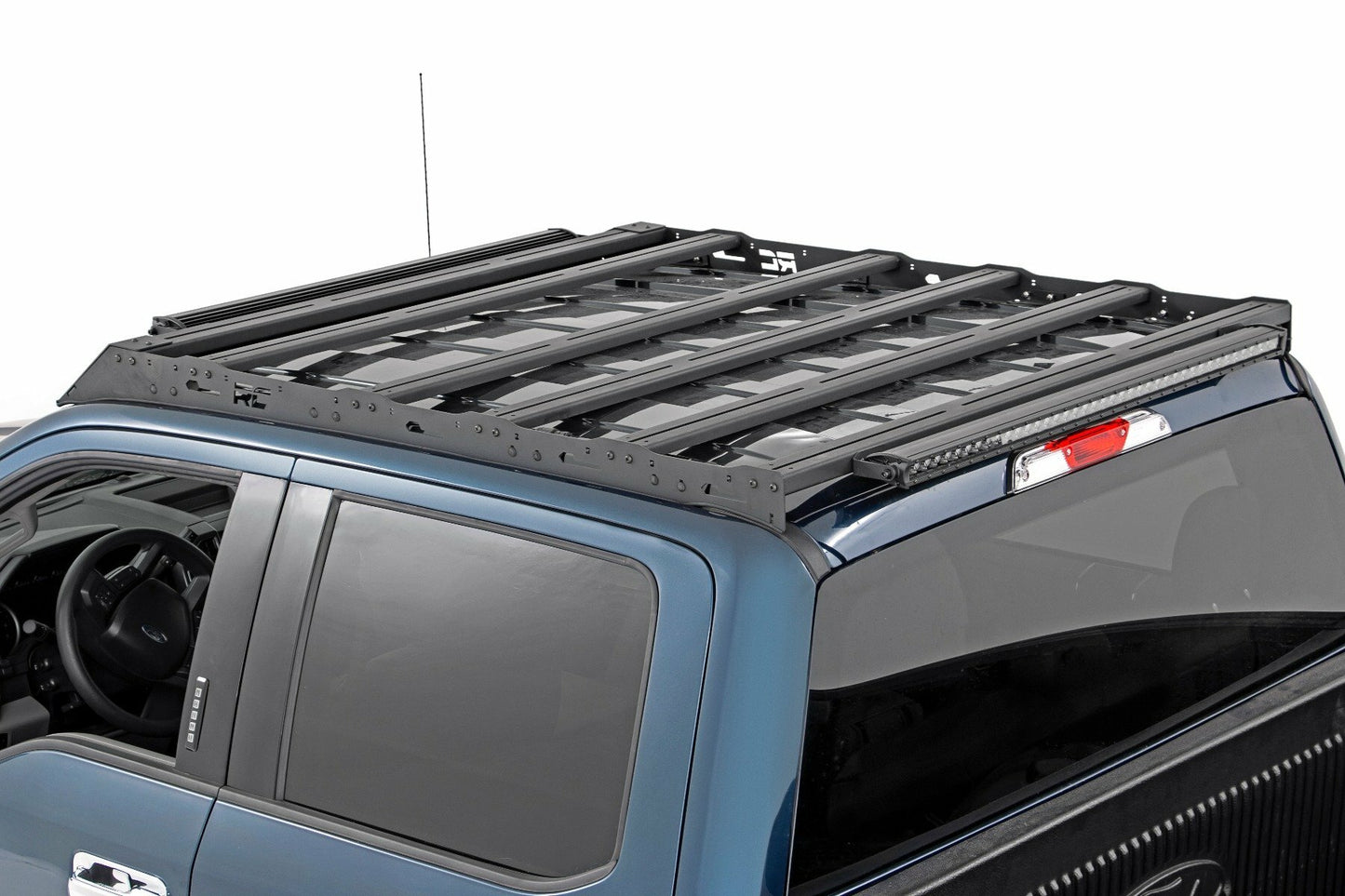 Fits Ford F-150 2&4WD (15-18) Roof Rack; FR & RR 40" Single Row BLK LEDs; 51022