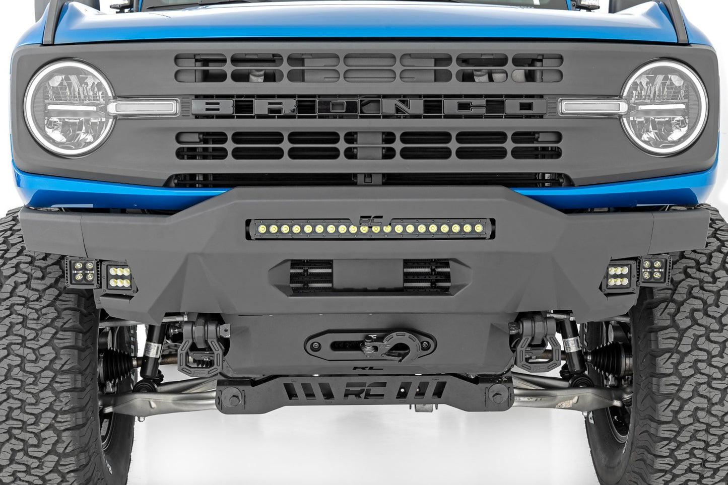 Fits Ford Bronco 4WD (21-24) Front Bumper; Modular; Stubby Wings; DRL; 51079