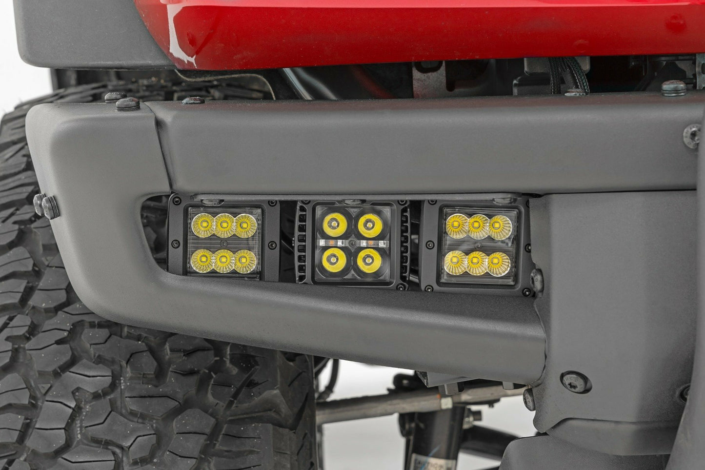Fits Ford Bronco (21-24) LED Light Kit Fog Mount Triple 2" Black Pair Spot 51085