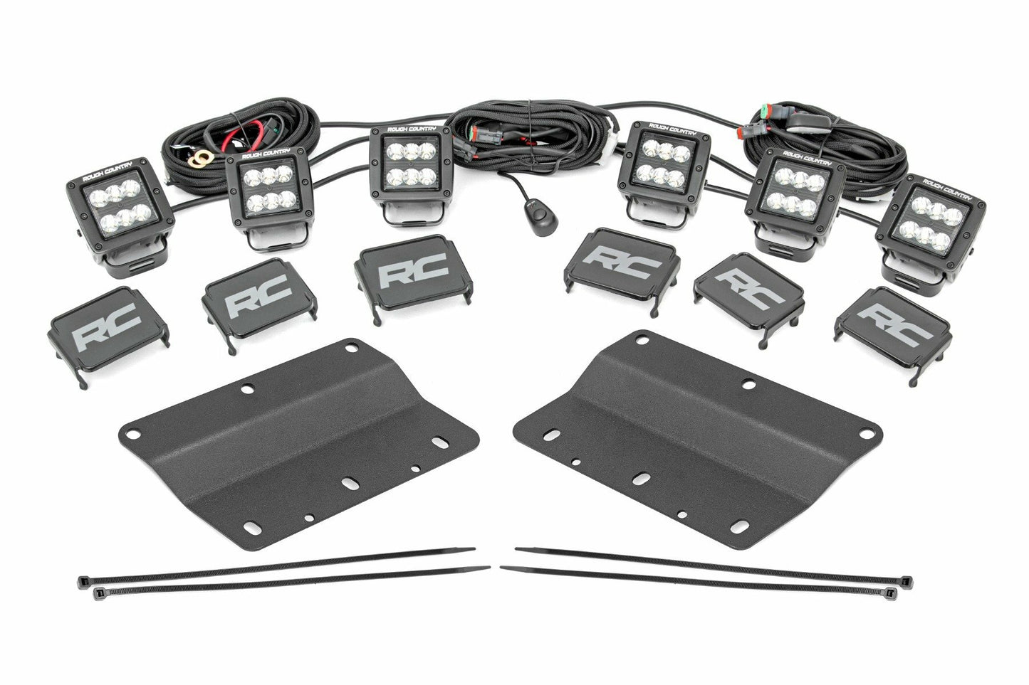 Fits Ford Bronco (21-24) LED Light Kit Fog Mount Triple 2" Black Pair Spot 51085