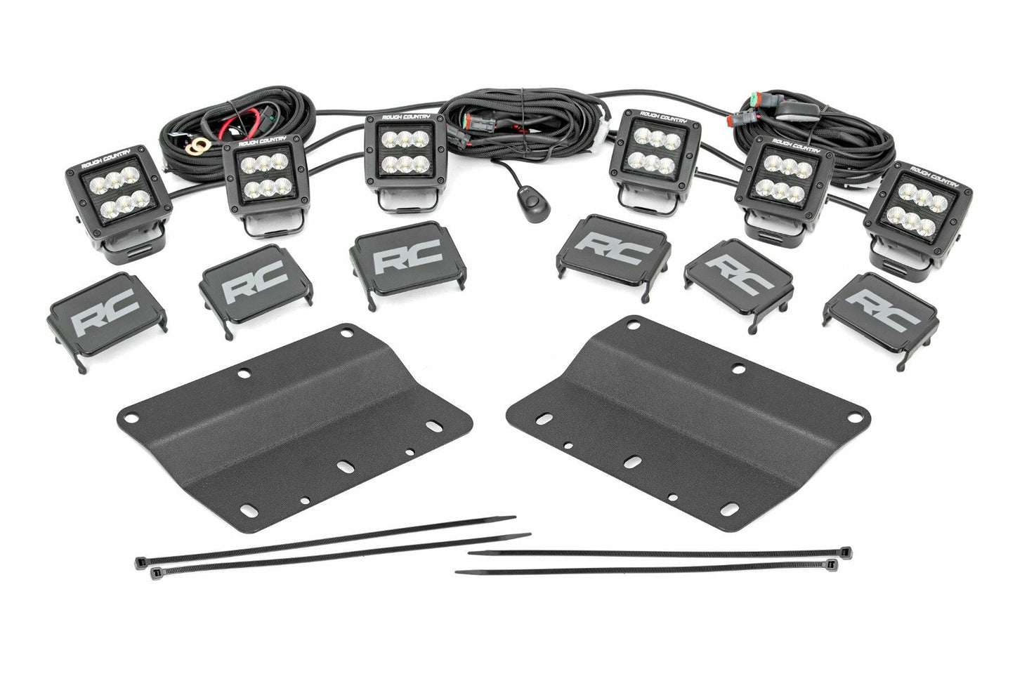Fits Ford Bronco (21-24) LED Light Kit; Fog Mount; Triple 2" Black Pair;  51086