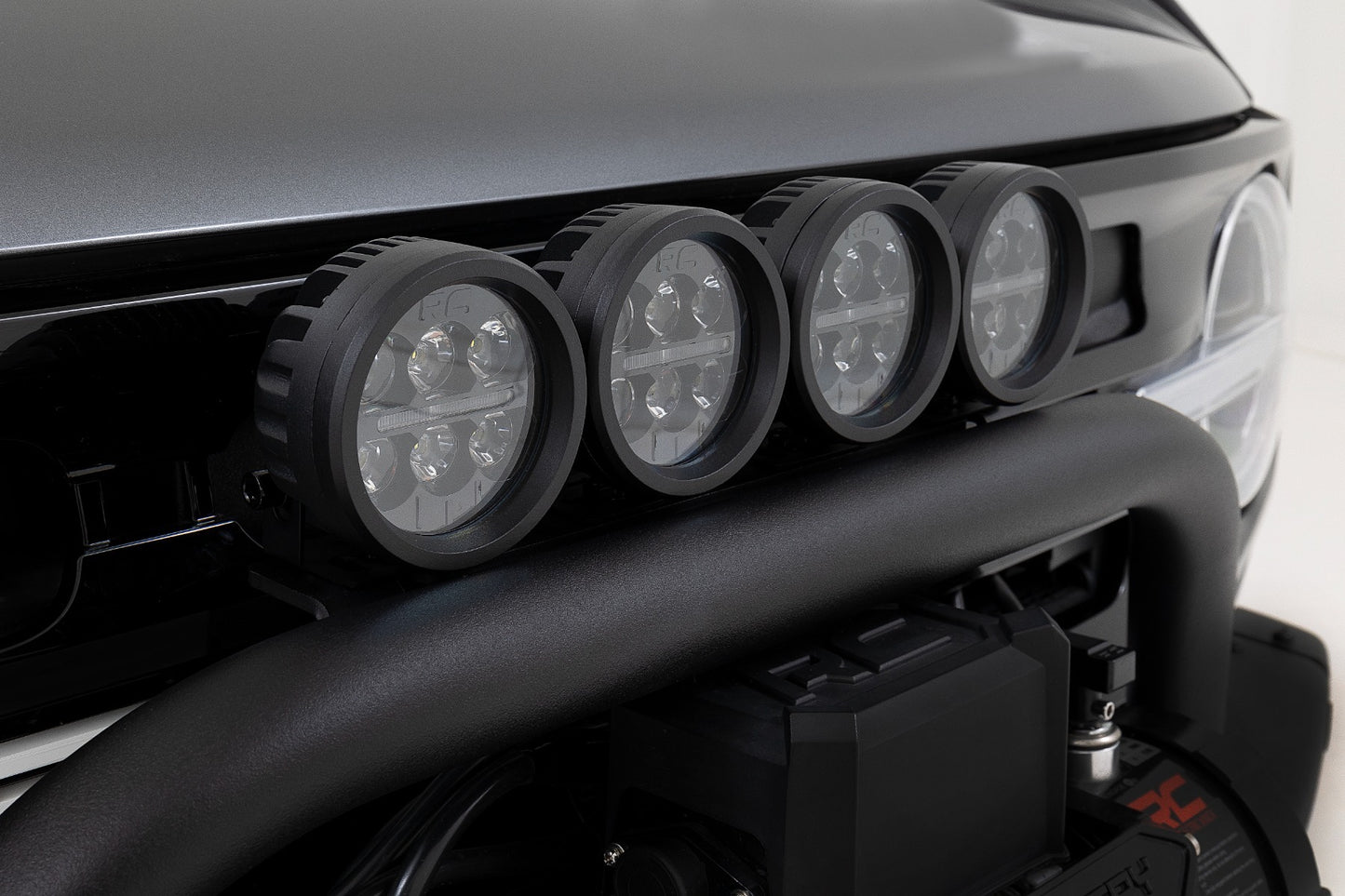 Fits Ford Bronco(21-24) Safari Bar 3.5" Round LED(Quad) Black Steel 51112
