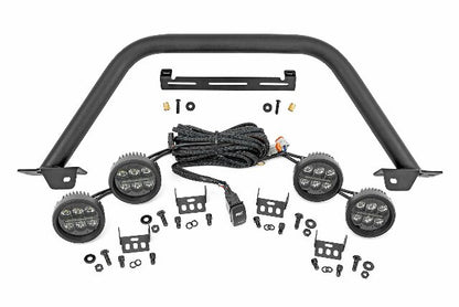 Fits Ford Bronco(21-24) Safari Bar 3.5" Round LED(Quad) Black Steel 51112