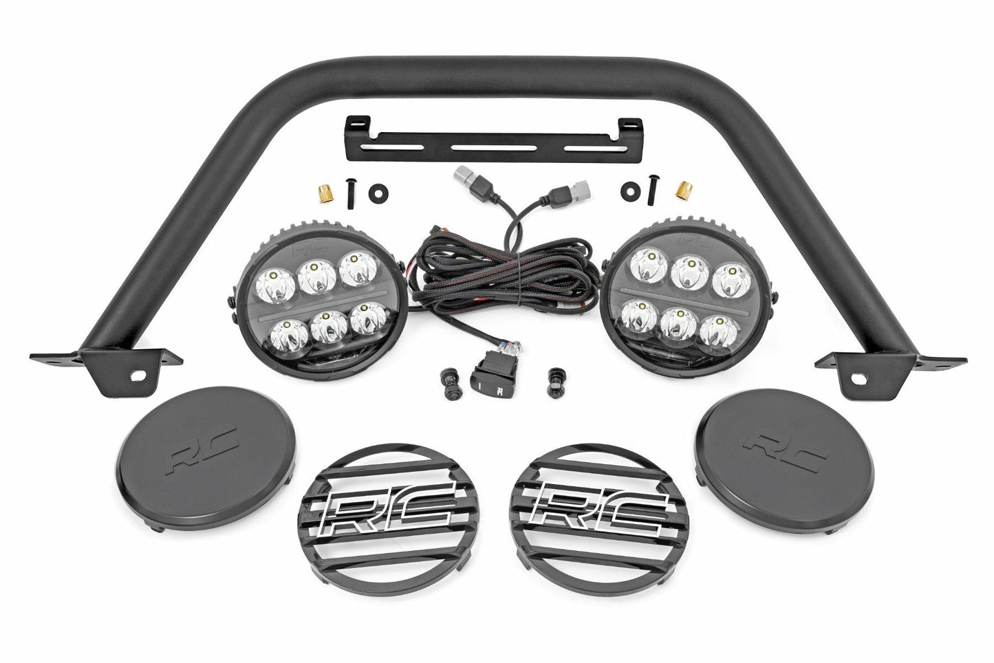 Fits Ford Bronco 4WD (21-24) Safari Bar; 6.5" Round LED; OE Modular Steel; 51113