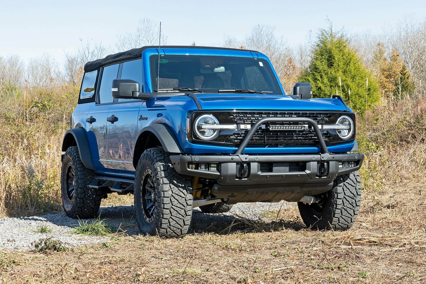 Fits Ford Bronco(21-24) Safari Bar 12" LED Light Bar Black DRL Steel 51117