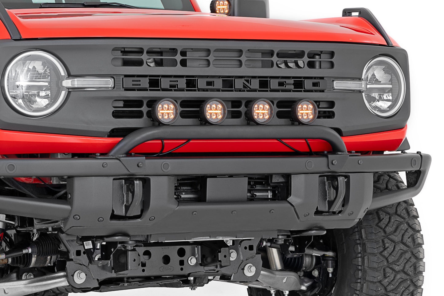 Fits Ford Bronco(21-24) Light Bar Mount 3.5" Round LED(Quad) Black Steel 51136