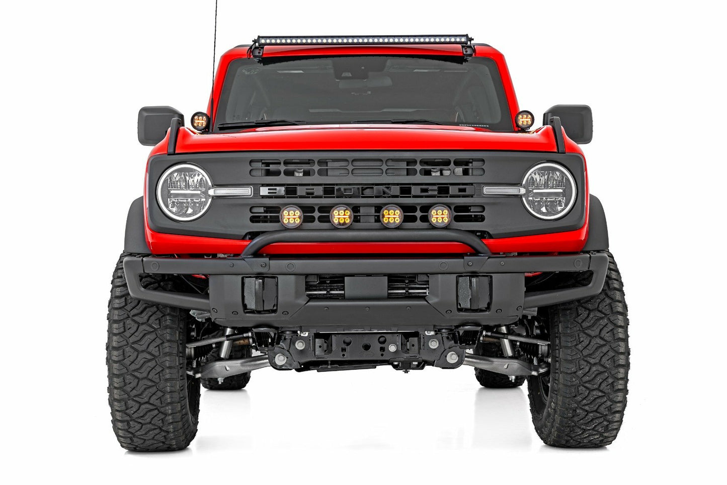 Fits Ford Bronco(21-24) Light Bar Mount 3.5" Round LED(Quad) Black Steel 51136