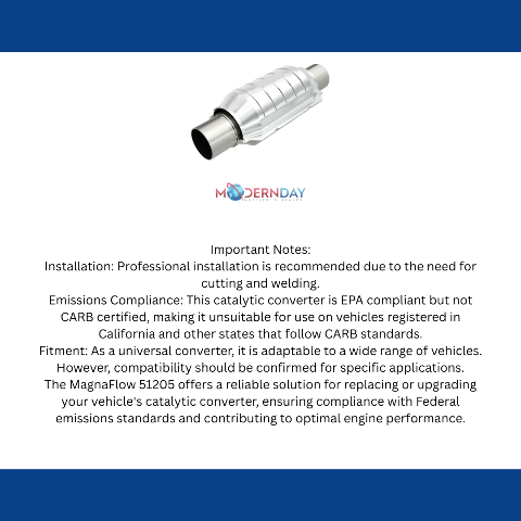 99-02 Mercury Villager High-Flow Catalytic Converter Round 2.25 51205 Magnaflow