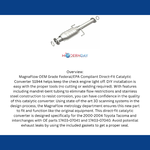02-04 Tacoma 3.4L Rear Direct-Fit Catalytic Converter 51944 Magnaflow