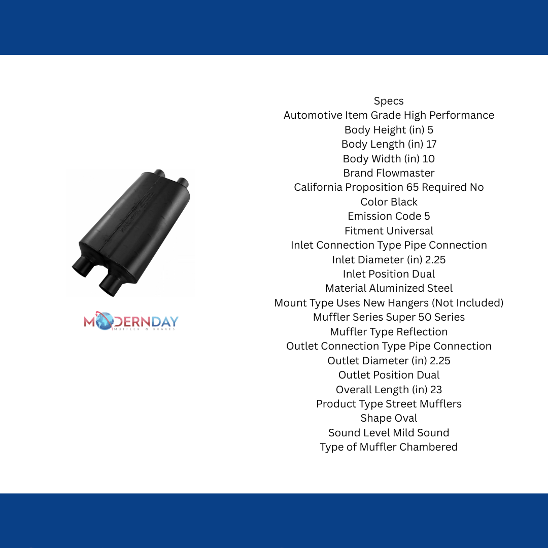 Flowmaster 524554 Super 50 Muffler - 2.25 Dual In / 2.25 Dual Out