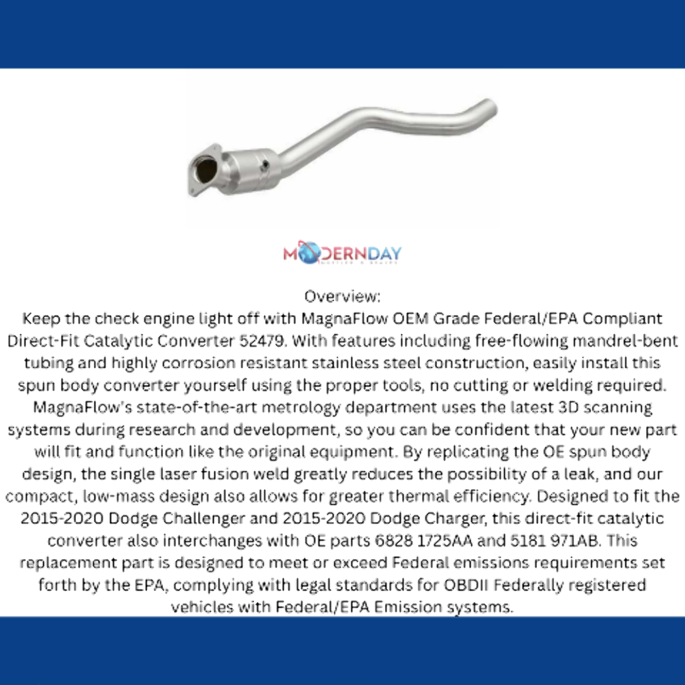 2015-20 Dodge Charger V8 6.4 6.2 Direct-Fit Catalytic Converter 52479 Magnaflow