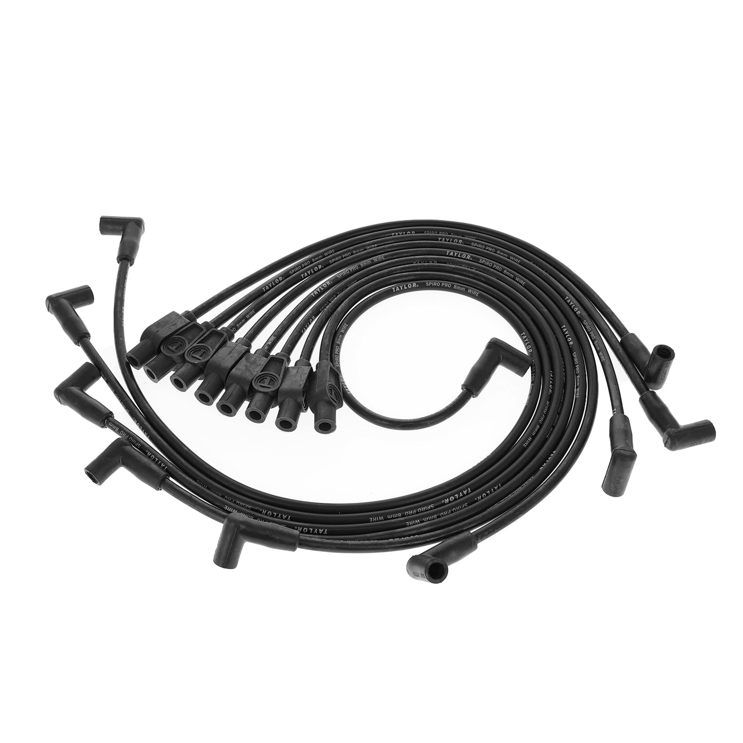 Spark Plug Wire Set Universal 8mm Silicone Spiro Pro 350 ohm/ft Black 74076