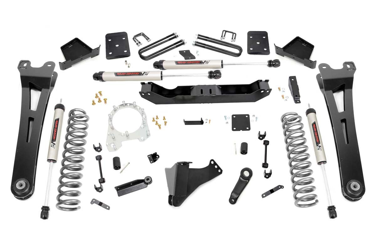 Fits Ford F-250/F-350 SD 4WD (17-22) 6" Lift Kit; OVLD; V2 Shocks; 55470