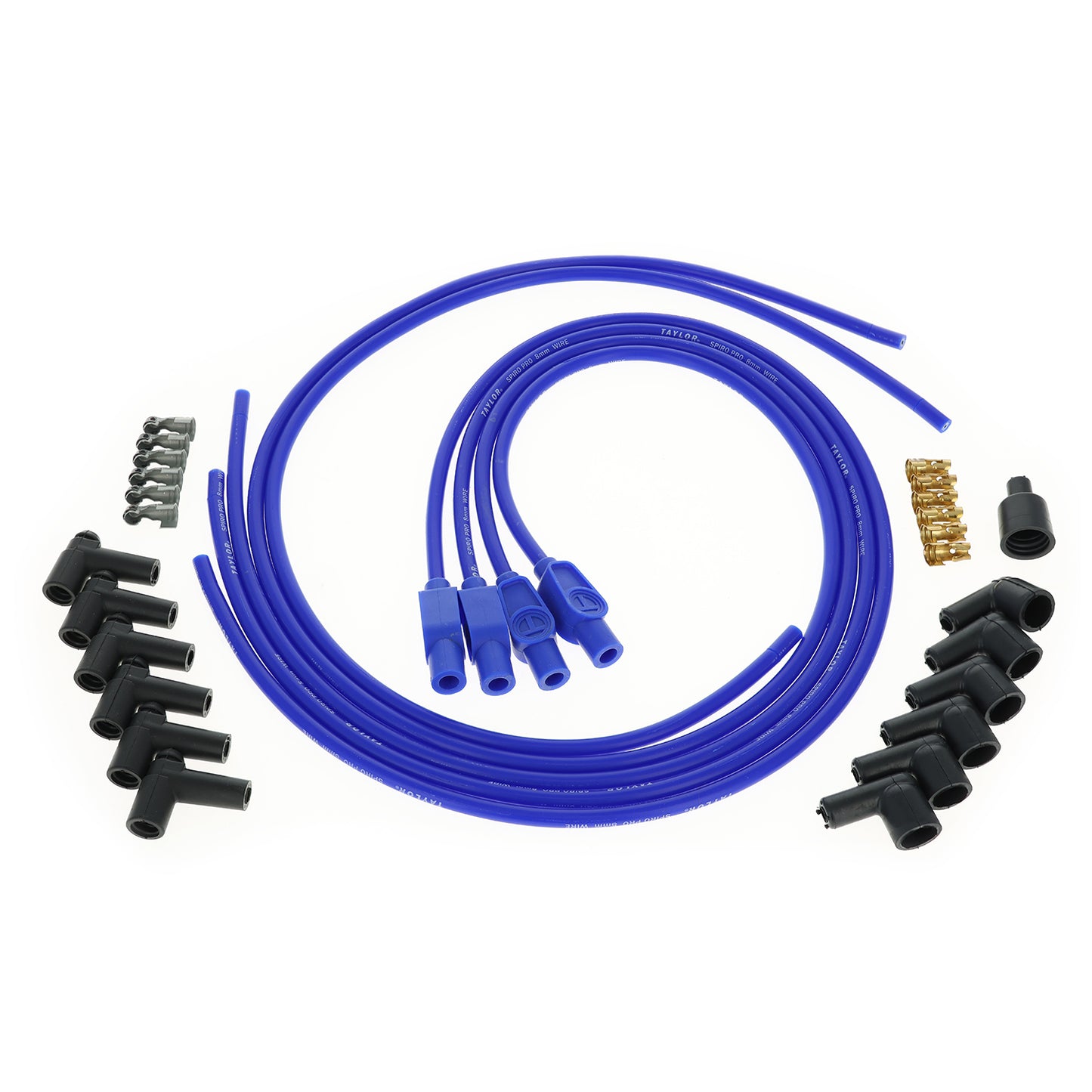 Spark Plug Wire Set Universal 8mm Silicone Spiro Pro 180? 350 ohm/ft Blue 73635