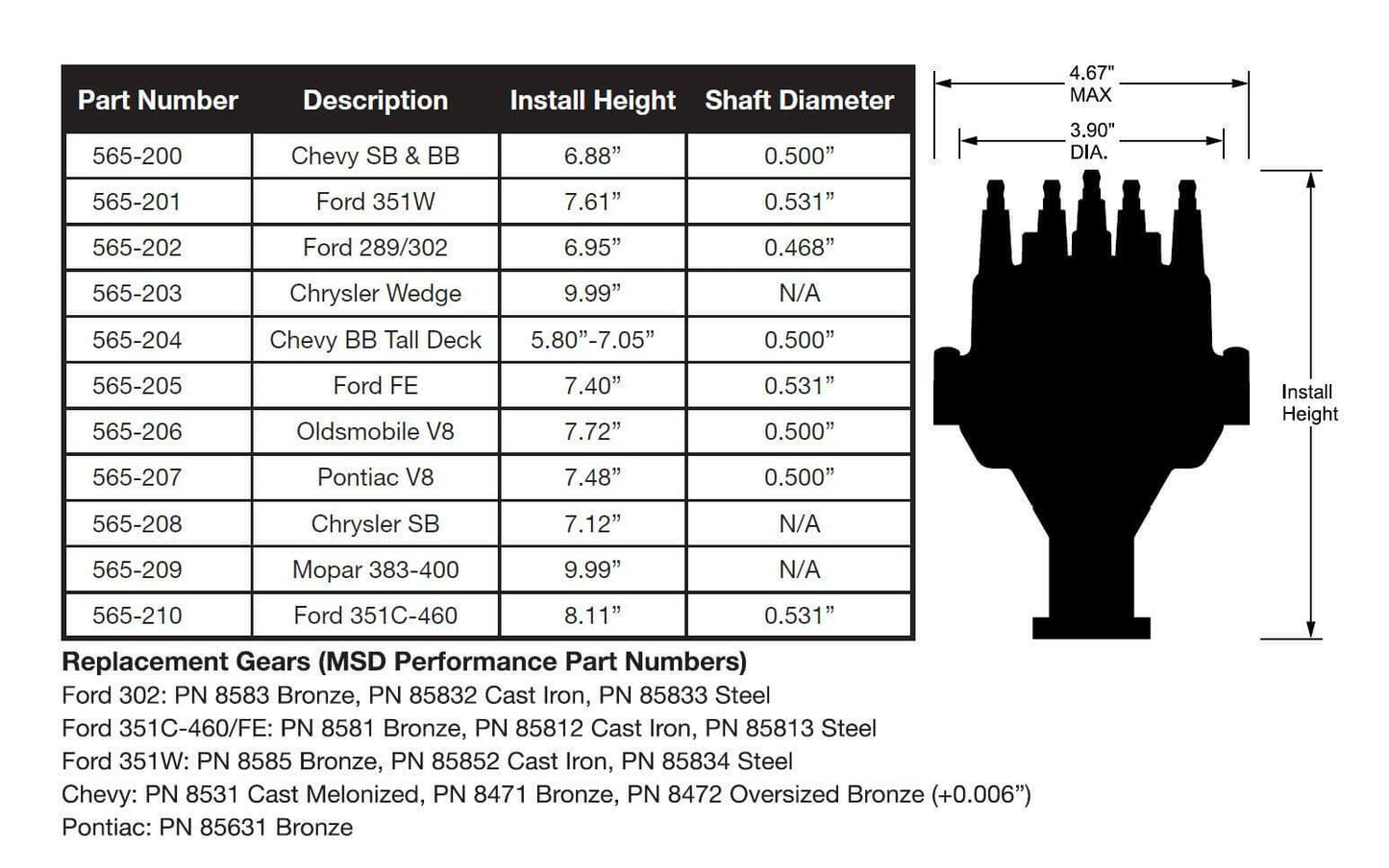 Holley EFI Dual Sync Ford 351W Distributor - 565-201