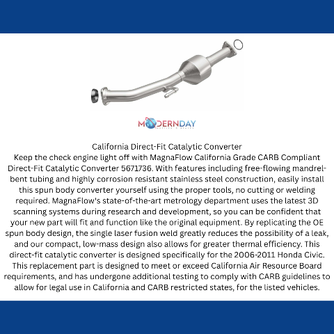 2006-2011 Honda Civic CARB Compliant Catalytic Converter 5671736 Magnaflow