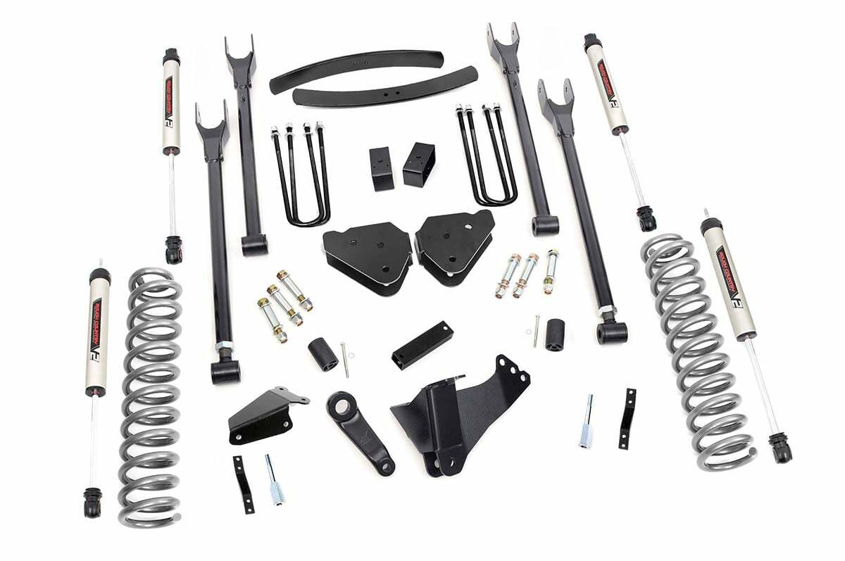 Fits Ford F-250/F-350 SD (05-07) 6" Lift Kit; Gas; 4 Link; No OVLDS; V2; 57870