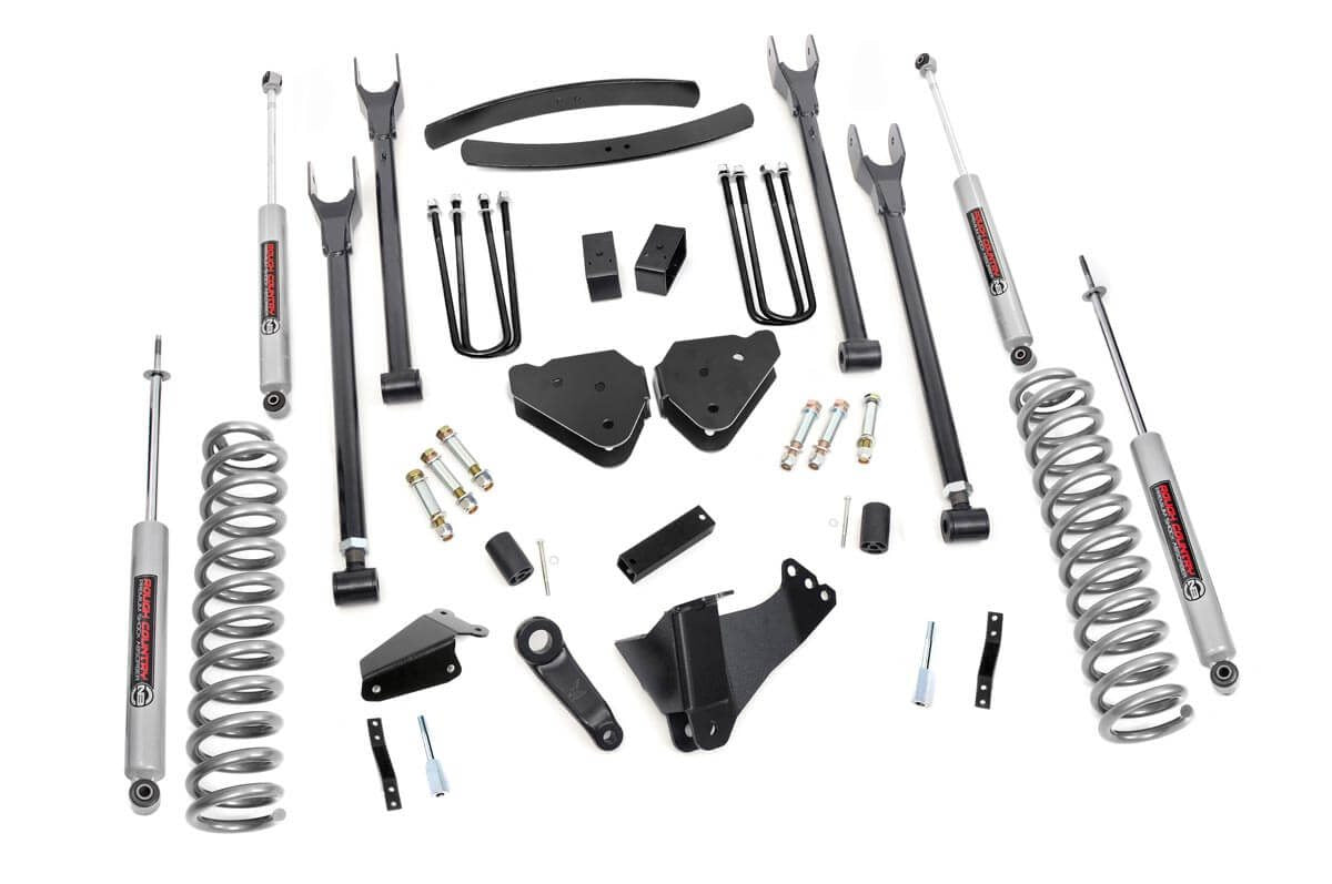 Fits Ford F-250/F-350 SD (05-07) 6" Lift Kit; Diesel; 4 Link; No OVLDS; 579.2