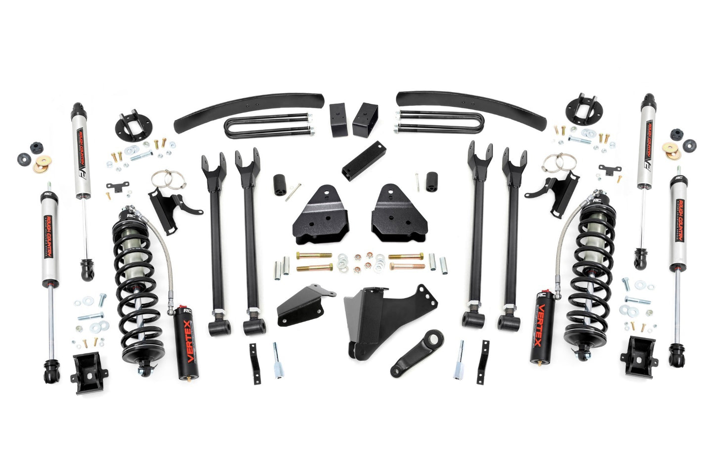 Fits Ford F-250/F-350 SD (05-07) 6" Lift Kit; Gas; 4 Link; OVLD; C/O V2; 58158