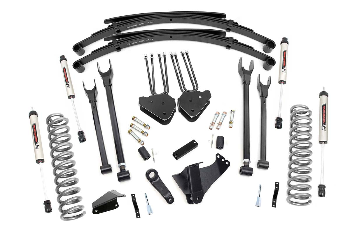 Fits Ford F-250/F-350 SD (05-07) 6" Lift Kit; Gas; 4 Link; RR Spring; V2; 58370