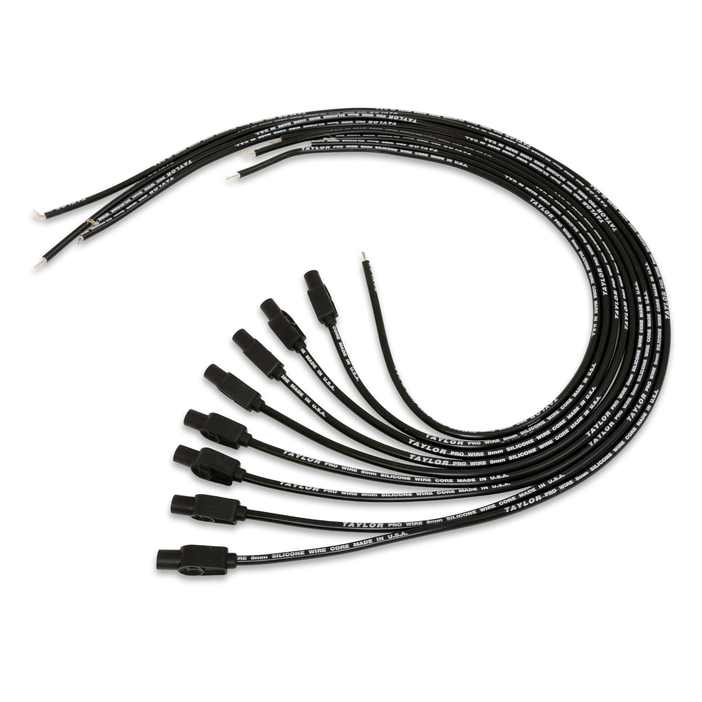 Spark Plug Wire Set Universal 8mm Silicone Pro Wire 180? 0 ohm/ft Black 70054