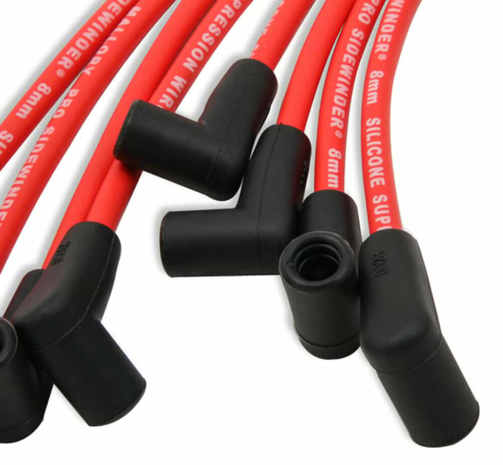 Mallory 604 8mm Red Pro Wire Spark Plug Wire Set Small Block Chevy Skt. Cap Over
