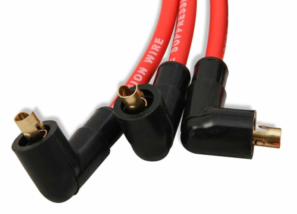 Mallory 604 8mm Red Pro Wire Spark Plug Wire Set Small Block Chevy Skt. Cap Over