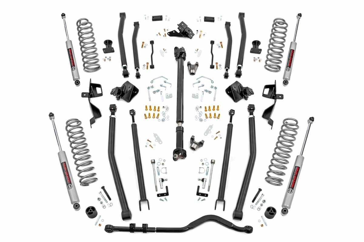 Fits Jeep Wrangler Unlimited 4WD (2018-2023) 4 Inch Lift Kit; Long Arm; 61930